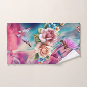 Rose et papillons (Serviette à main)