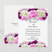 Rose et pivoines roses Faire-part de mariage flora (Devant / Derrière)