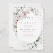 Rose et Rose blanc Dusty Sweet 16 Invitation (Devant)