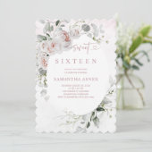 Rose et Rose blanc Dusty Sweet 16 Invitation (Debout devant)