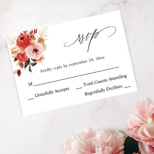 Rose et rose rouge Floral no Repas RSVP
