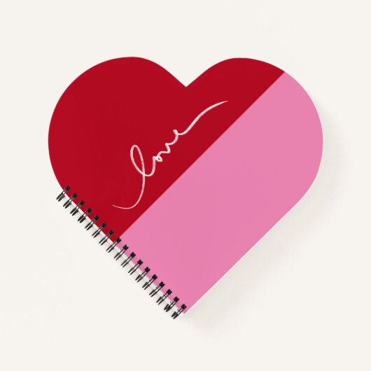 Rose et rouge "Love Heart Carnet spirale en forme (Devant)