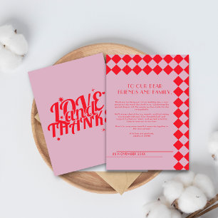 Rose et rouge Retro Bold Amour & Merci Mariage