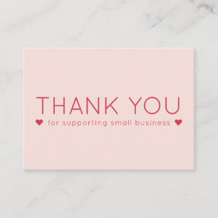 Rose et rouge Simple Merci moderne Carte de visite