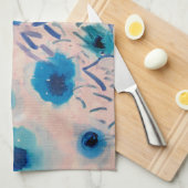 rose et serviette de cuisine bleue de conception (Quart Plié)