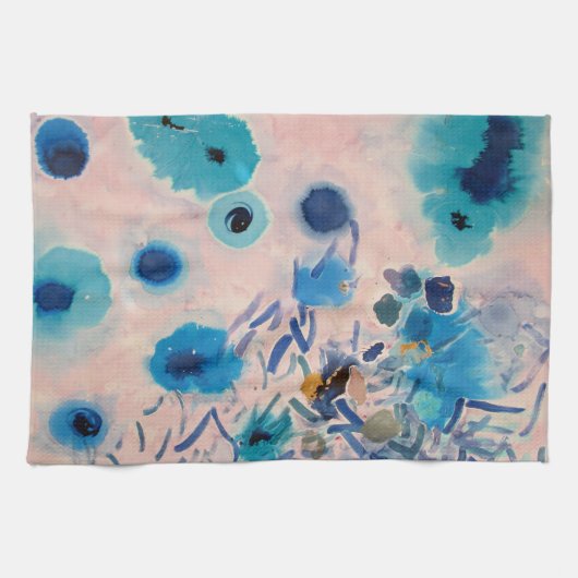 rose et serviette de cuisine bleue de conception (Horizontal)