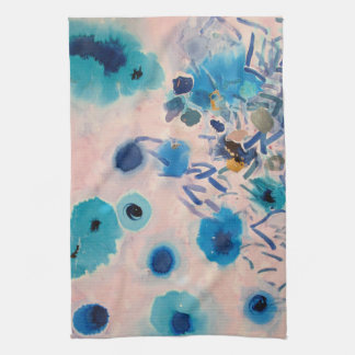 rose et serviette de cuisine bleue de conception