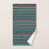 Rose et tribal turquoise (Serviette à main)