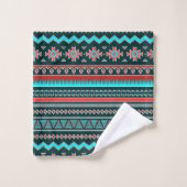 Rose et tribal turquoise (Gant de toilette)