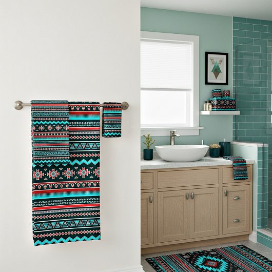Rose et tribal turquoise