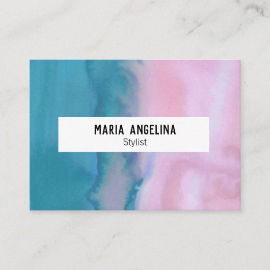 Rose et turquoise abstrait carte de visite d'aquar (Devant)