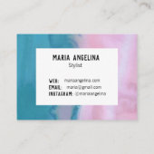 Rose et turquoise abstrait carte de visite d'aquar (Dos)