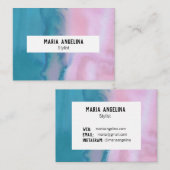 Rose et turquoise abstrait carte de visite d'aquar (Devant / Derrière)