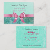 Rose et Turquoise avec Carte de visite Parties sci (Devant / Derrière)