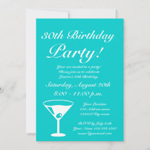 Rose et turquoise Garder calme Invitations d'anniv