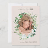 Rose et verdure Bébé fille Faire-part de naissance (Devant)