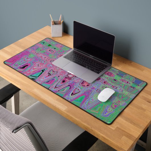 Rose et vert citron abstraites vagues atomiques gr (Bureau 2)