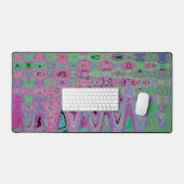 Rose et vert citron abstraites vagues atomiques gr (Clavier et souris)