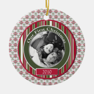 Rose et Vert Notre Premier Ornement de Noël
