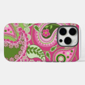 Rose et vert Paisley iPhone 16 coque (Verso (horizontal))