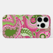 Rose et vert Paisley iPhone 16 coque (Verso (horizontal))