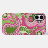 Rose et vert Paisley iPhone 16 coque (Verso (horizontal))