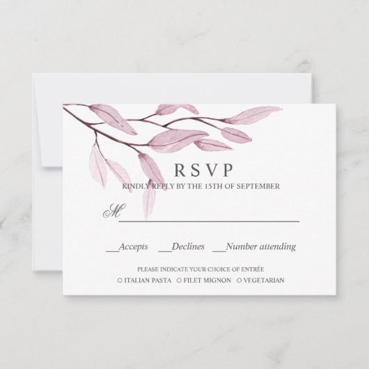 Rose éthéré | MARIAGE RSVP REPAS CHOIX (Devant)