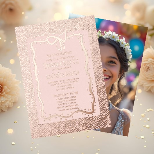 Rose étincelant or huile Quinceañera Invitation ro