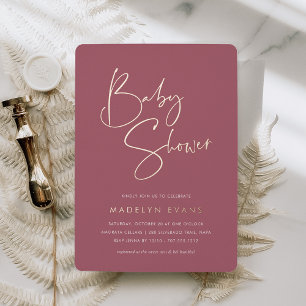 Rose Faire-part de Baby Shower Moderne Minimalis