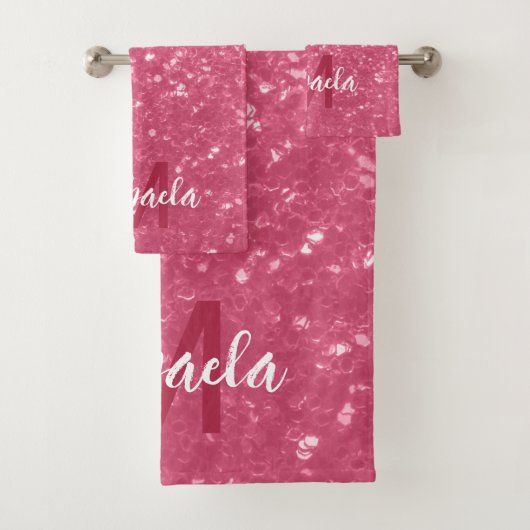 Rose faux pailleté rose clair Monogramme (En situation)