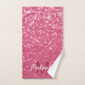 Rose faux pailleté rose clair Monogramme (Serviette à main)
