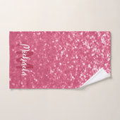Rose faux pailleté rose clair Monogramme (Serviette à main)