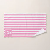 Rose Féminin Cabana Rayure Monogramme Initiale (Serviette à main)