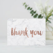 Rose feuille d'or marbre personnalisé merci mariag (Debout devant)