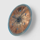 Rosé Fleur Bleu Mur Horloge (Angle)