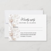 rose fleur sauvage mariage d'or réponse carte RSVP (Devant)