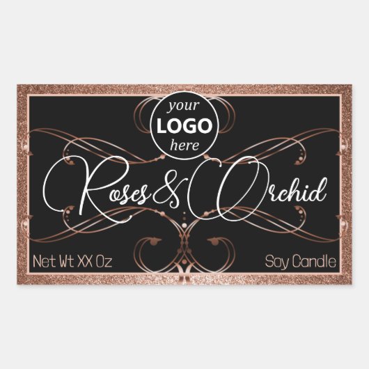 Rose fleurit or produit Étiquettes logo rectangle (Devant)
