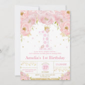 Rose Floral 1er Anniversaire Princesse Invitation  (Devant)