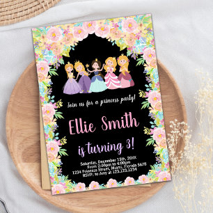 Rose Floral Black Princesses Invitation Anniversai
