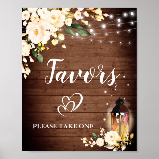 Rose Floral & Blush Mariage Faveur Signer Poster (Devant)
