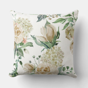 Rose Floral Blush Vintage Watercolor Coussin