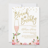 Rose Floral Brunch Bubbly Bridal Shower Invitation (Devant)