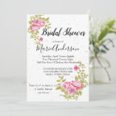 Rose Floral Confetti Douche Invitation (Debout devant)