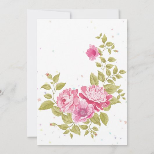 Rose Floral Confetti Douche Invitation (Dos)