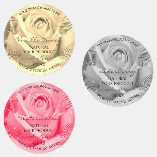 Rose floral crème pâle gris rose Étiquettes de pro