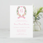 Rose Floral Crest Girl Sip Et Voir Invitation (Debout devant)