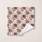 Rose floral de Bourgogne et rose (Gant de toilette)