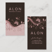 Rose floral élégant de carte de visite de (Devant / Derrière)