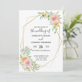 Rose floral et or de crépuscule de faire-part de (Debout devant)