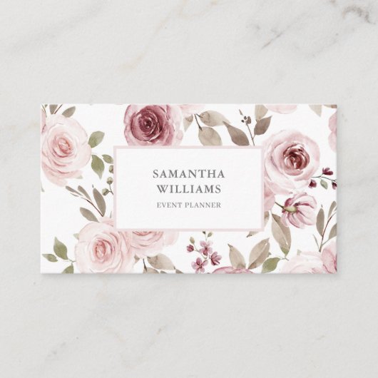 Rose Floral Event Planner Carte de visite (Devant)